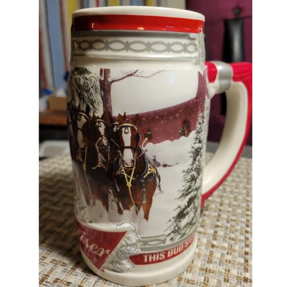 Budweiser 2017 Christmas Holiday Beer Stein 38th Anniversary Collector Edition - Picture 1 of 8